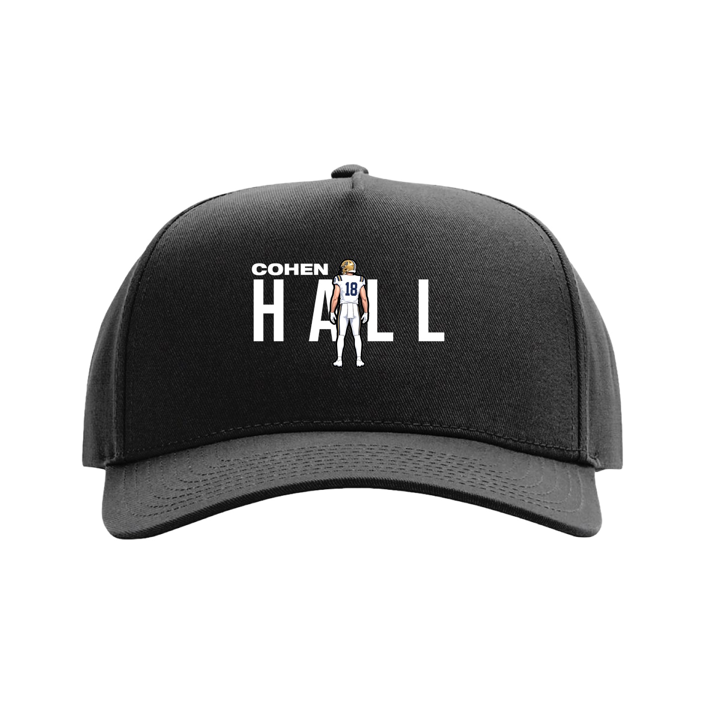 Full Fabric Five-Panel Champ Cap — Player Name in Black
