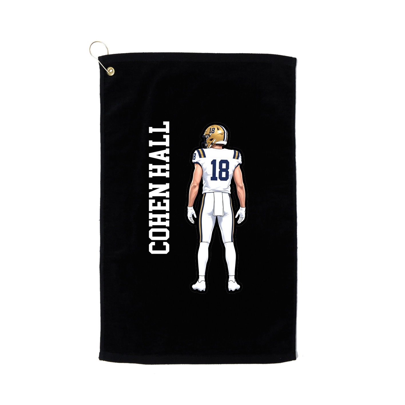 Golf Towel — Name Vertical in Black