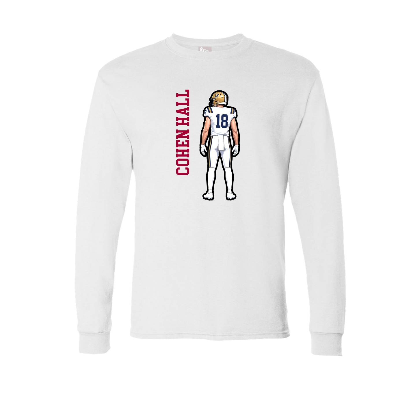 Long Sleeve Tee — Name Vertical in White