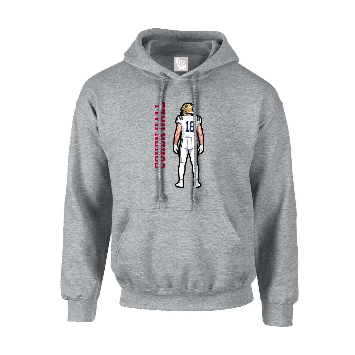 Hoodie — Name Vertical in Grey