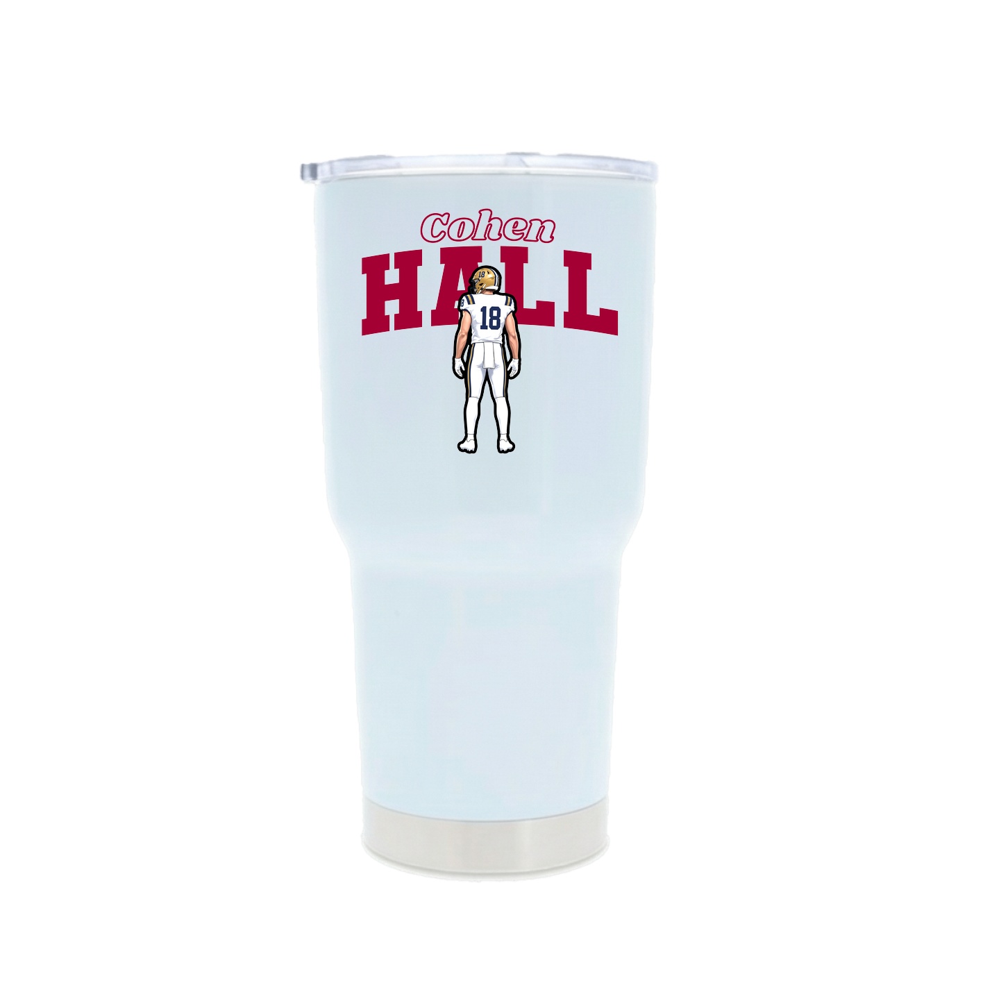 30oz Stainless Steel Tumbler — Name Arch in White