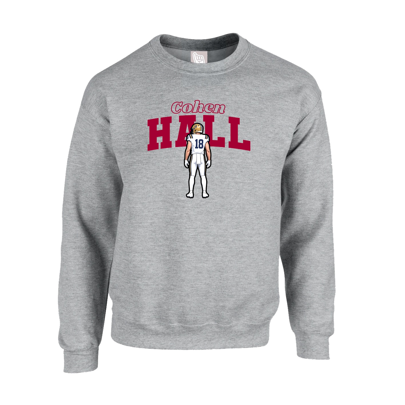 Fleece Crew — Name Arch in Grey