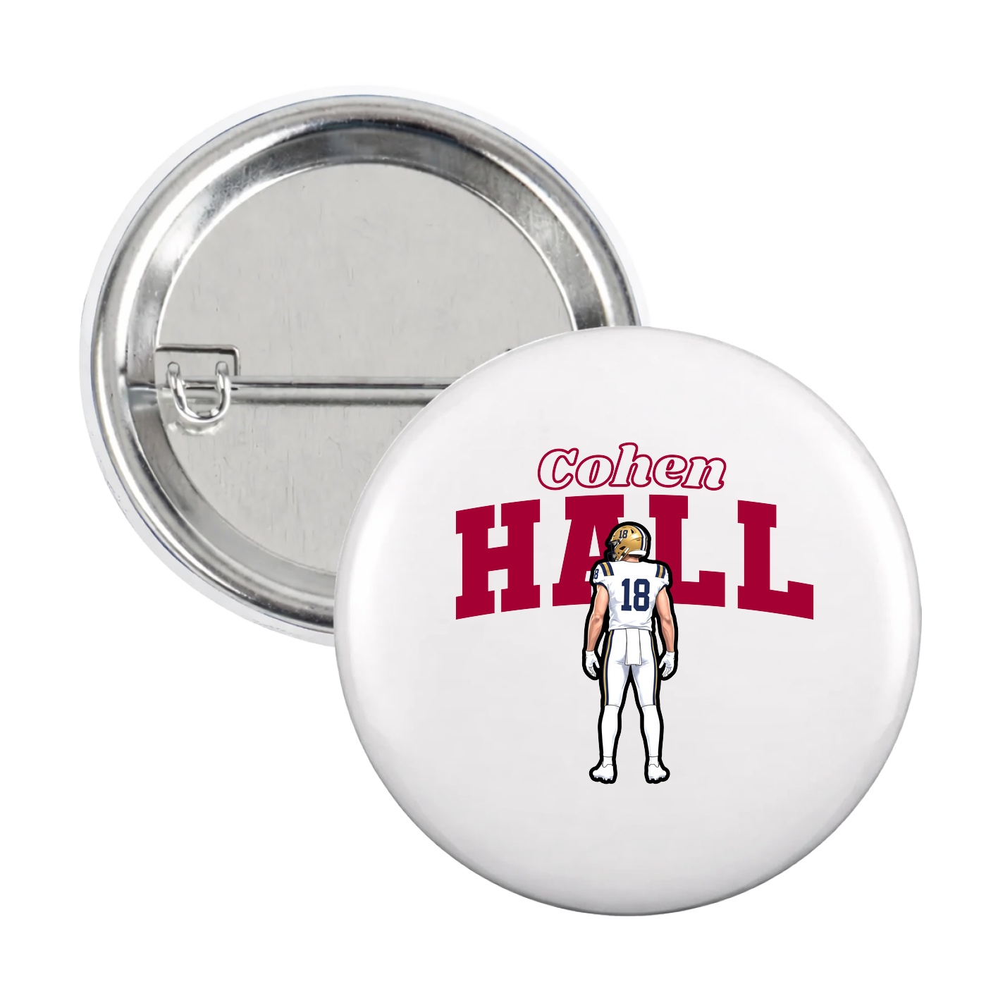 Game Day Button — Name Arch in White