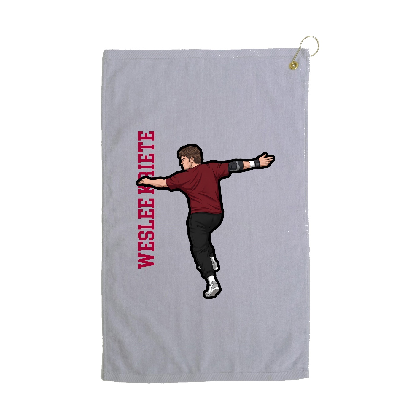 Golf Towel — Name Vertical in Grey