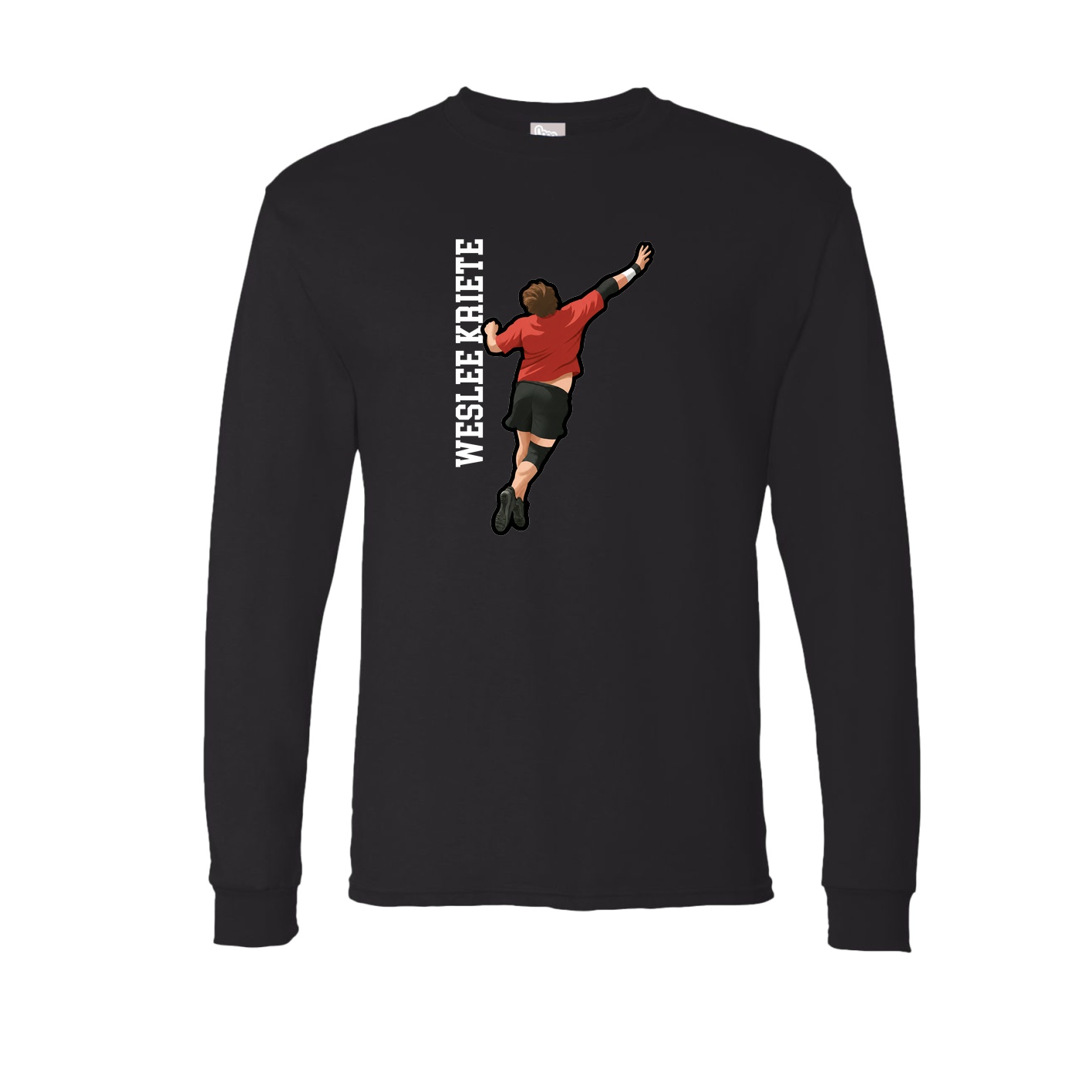 Long Sleeve Tee — Name Vertical in Black