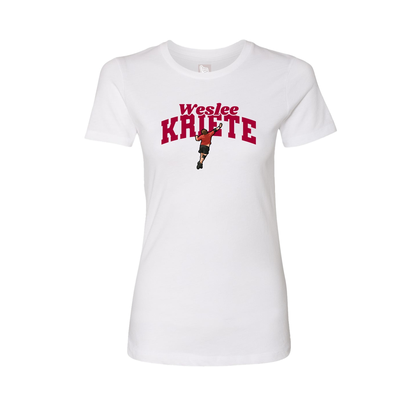 Fitted Women's Tee — Signature Arch in White