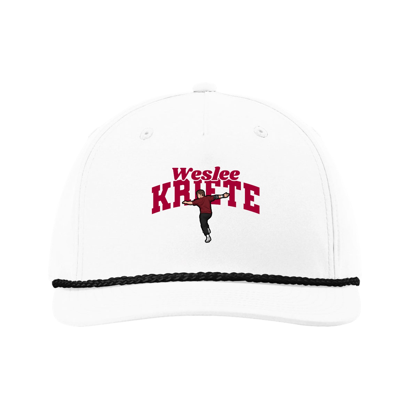 Five-Panel Classic Rope Cap — Signature Arch in White