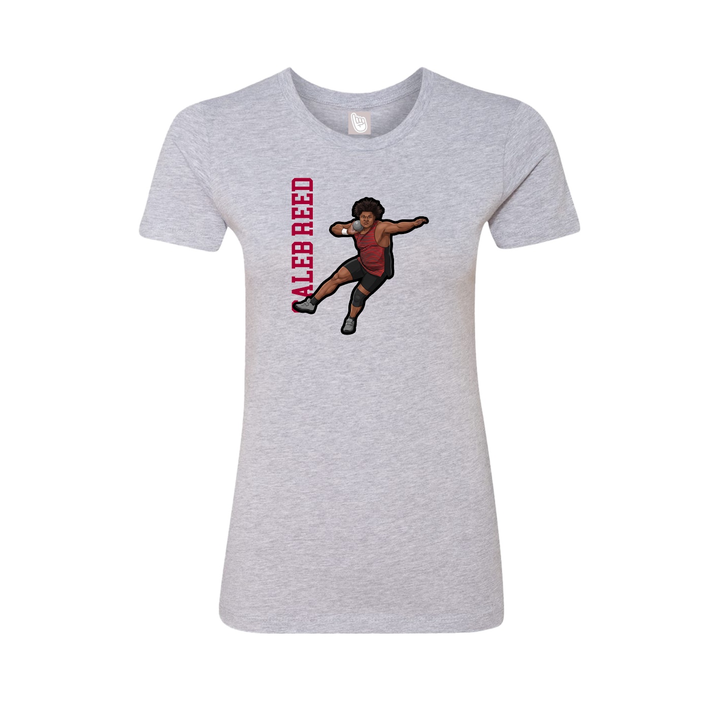 Fitted Women's Tee — Name Vertical in Grey