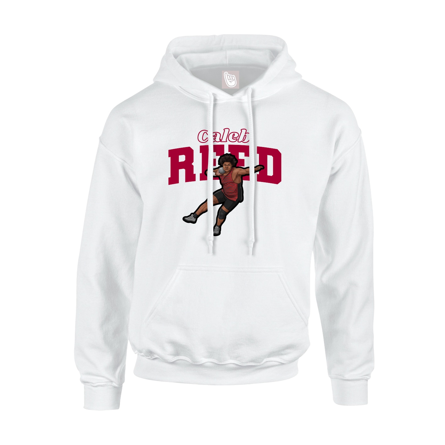 Youth Hoodie — Name Arch in White