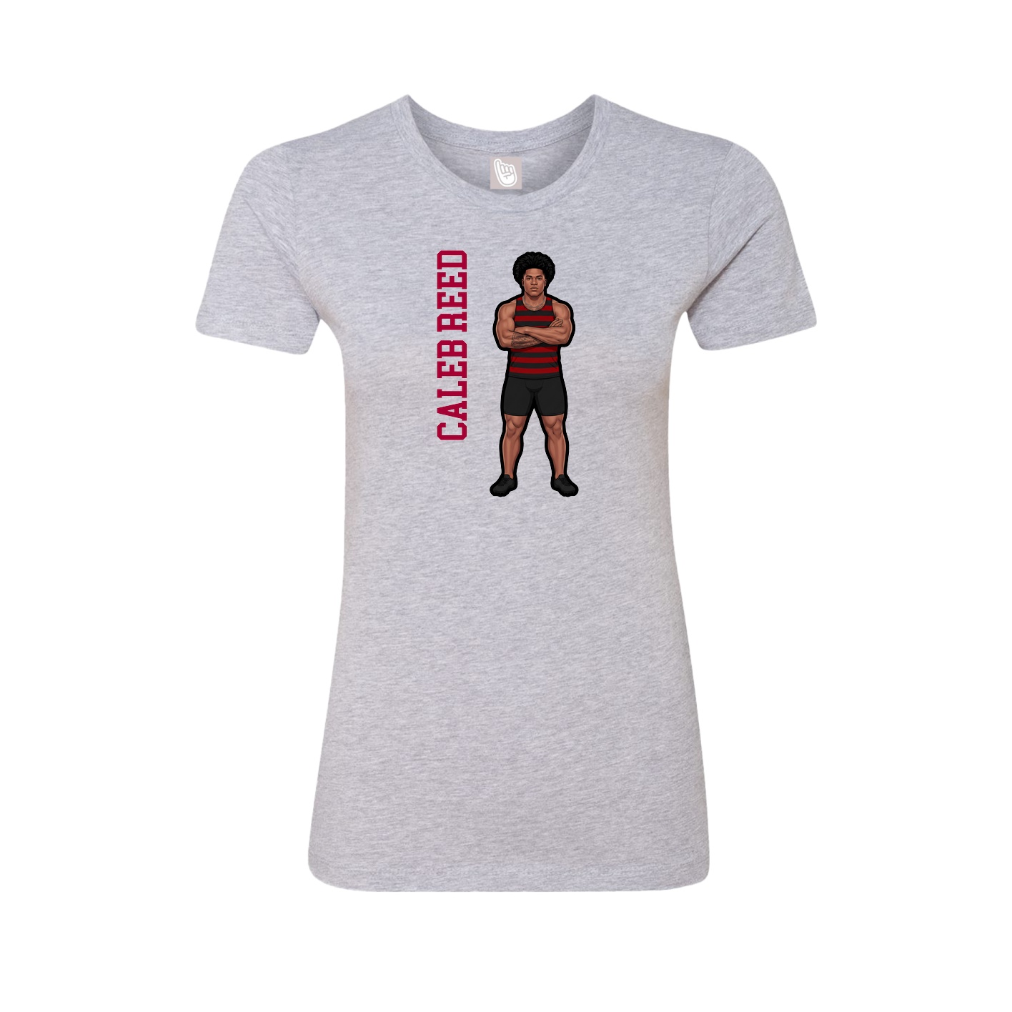 Fitted Women's Tee — Name Vertical in Grey
