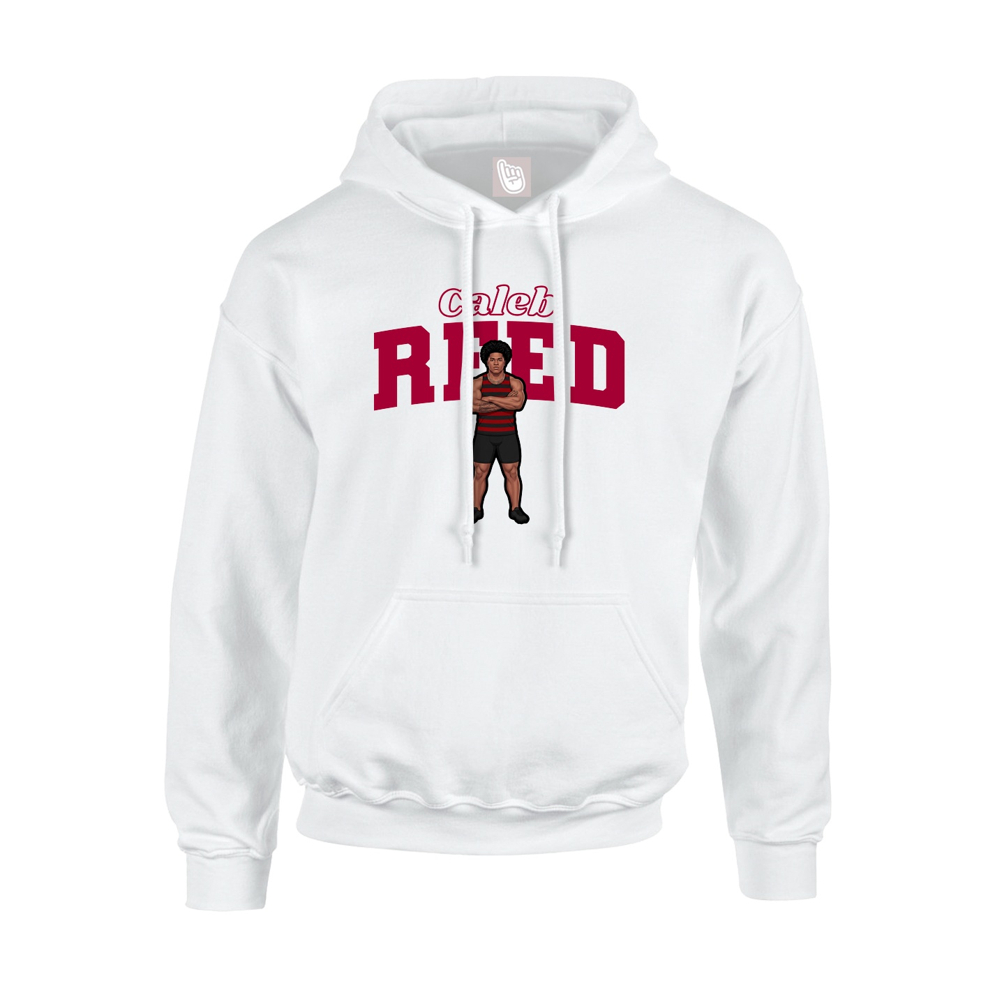 Youth Hoodie — Name Arch in White