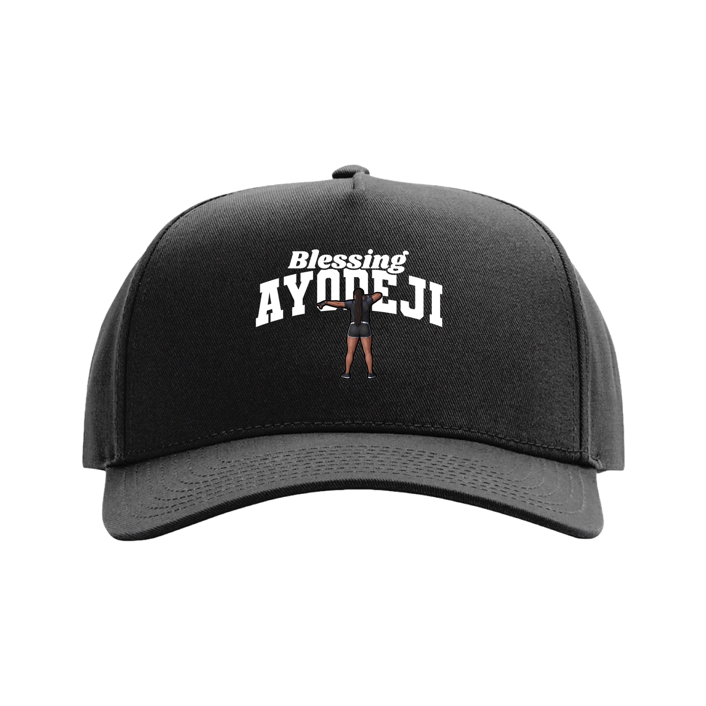 Full Fabric Five-Panel Champ Cap — Signature Arch in Black