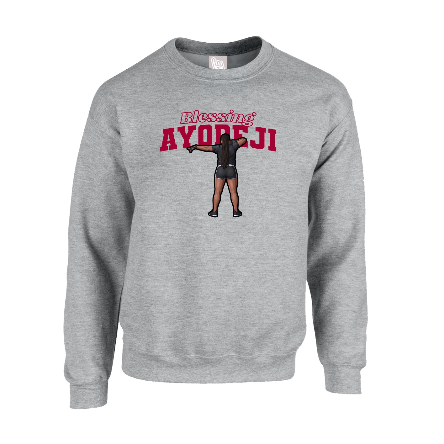 Fleece Crew — Name Arch in Grey