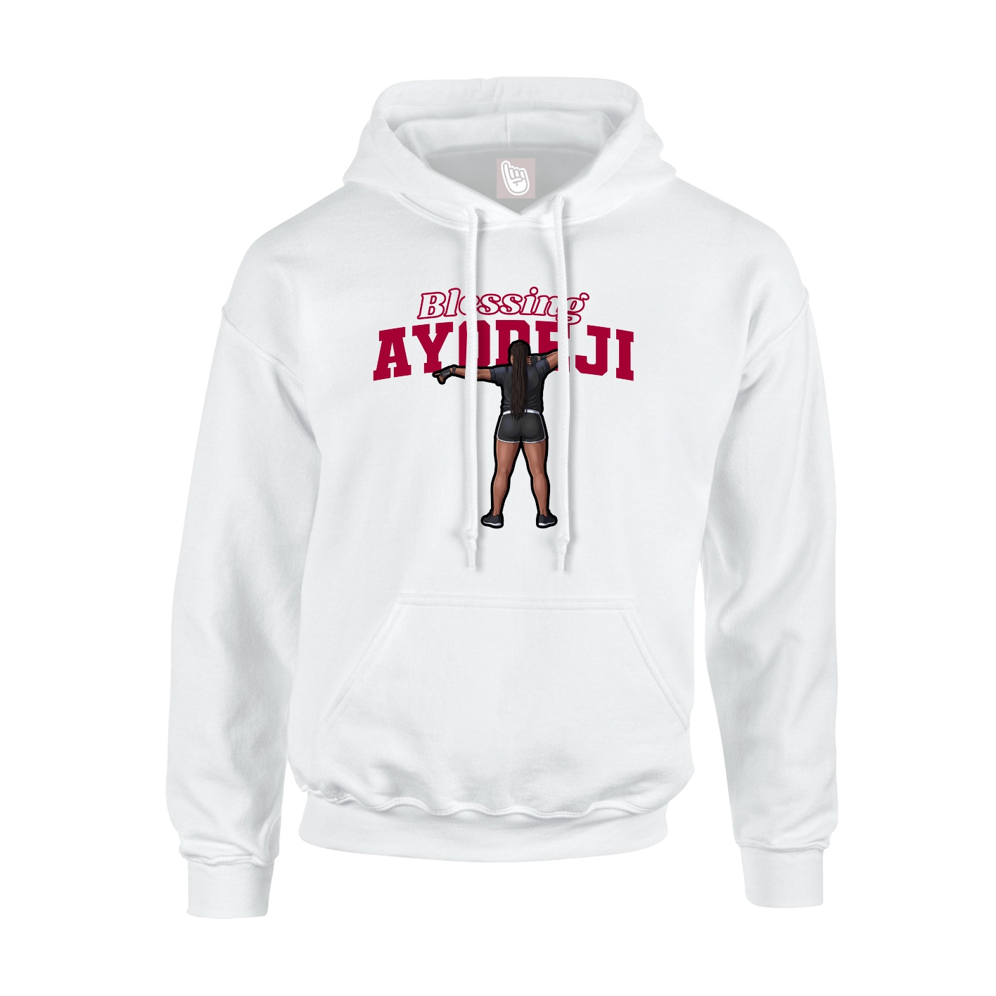 Youth Hoodie — Name Arch in White