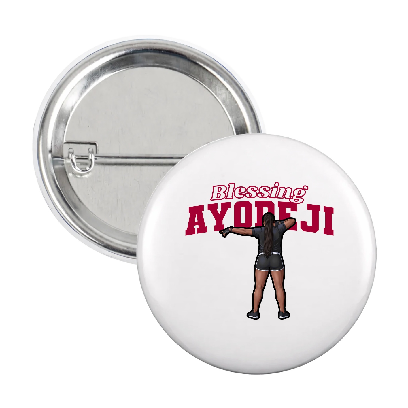 Game Day Button — Name Arch in White