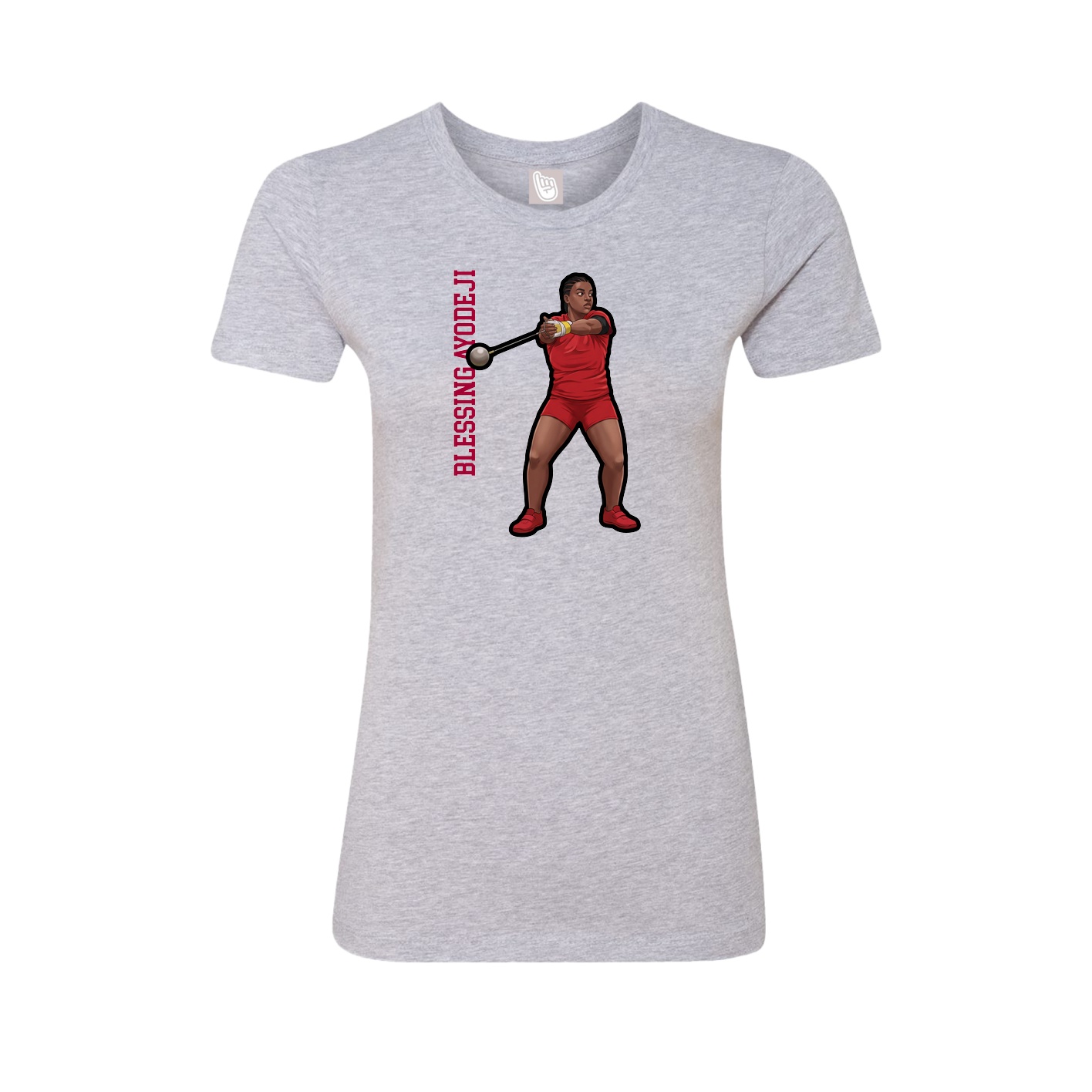 Fitted Women's Tee — Name Vertical in Grey