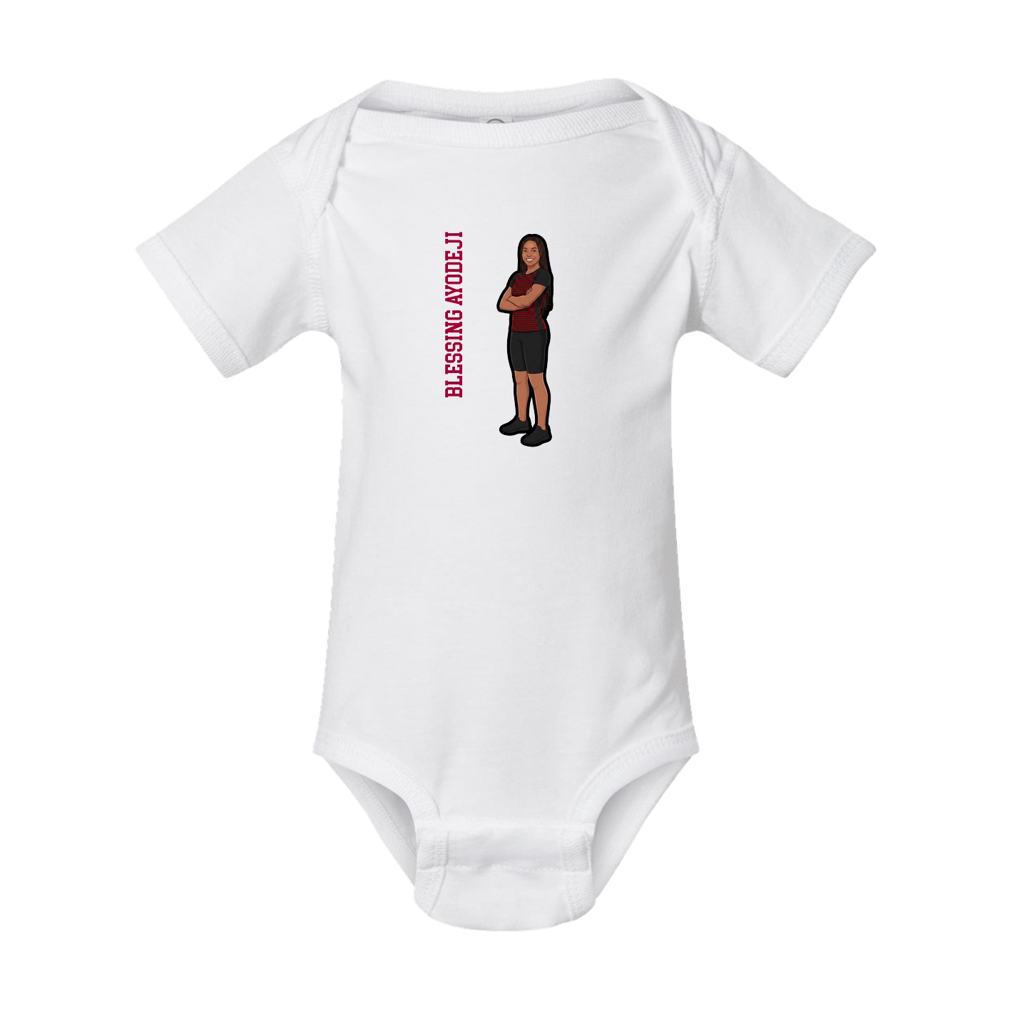 Baby Onesie — Name Vertical in White