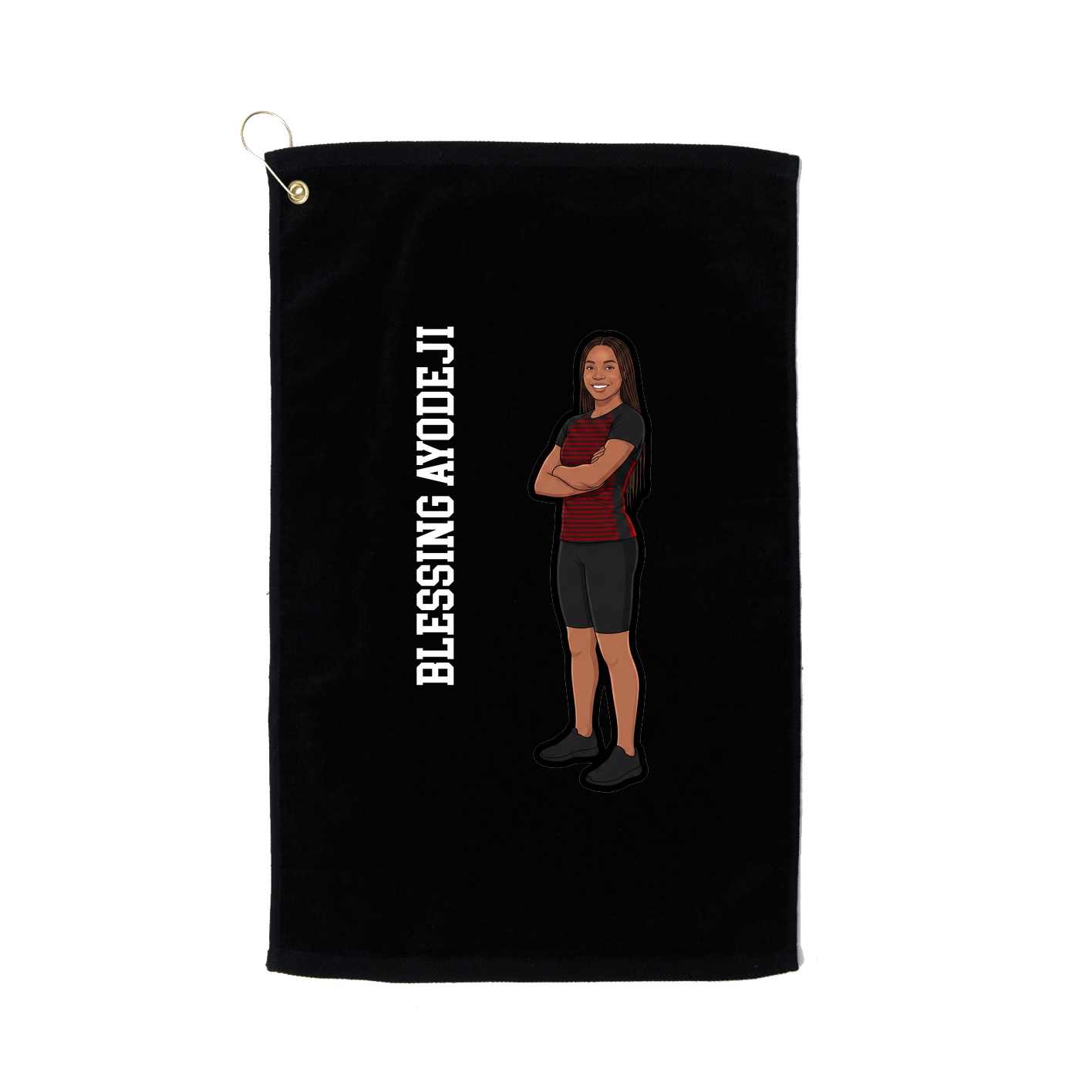 Golf Towel — Name Vertical in Black