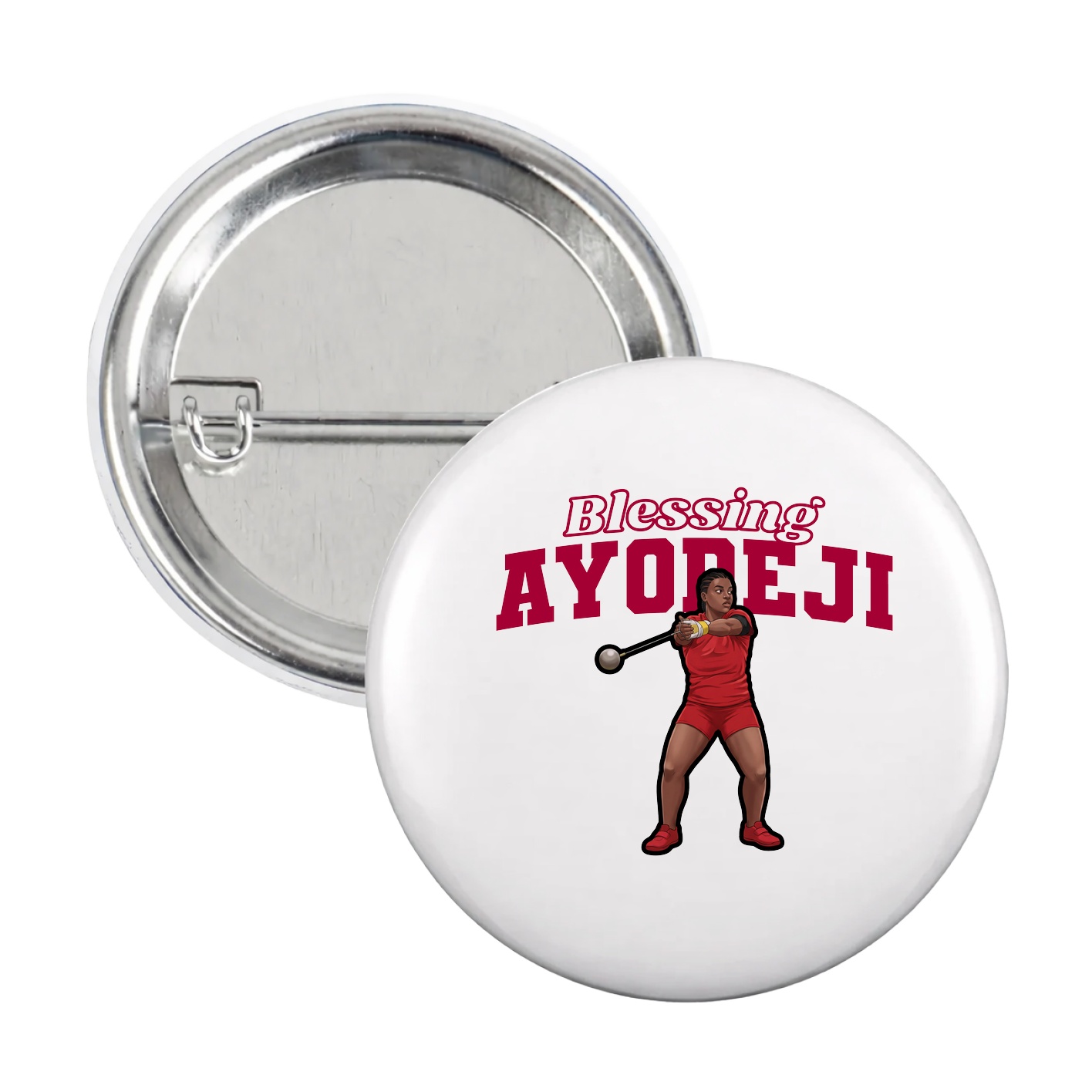 Game Day Button — Name Arch in White