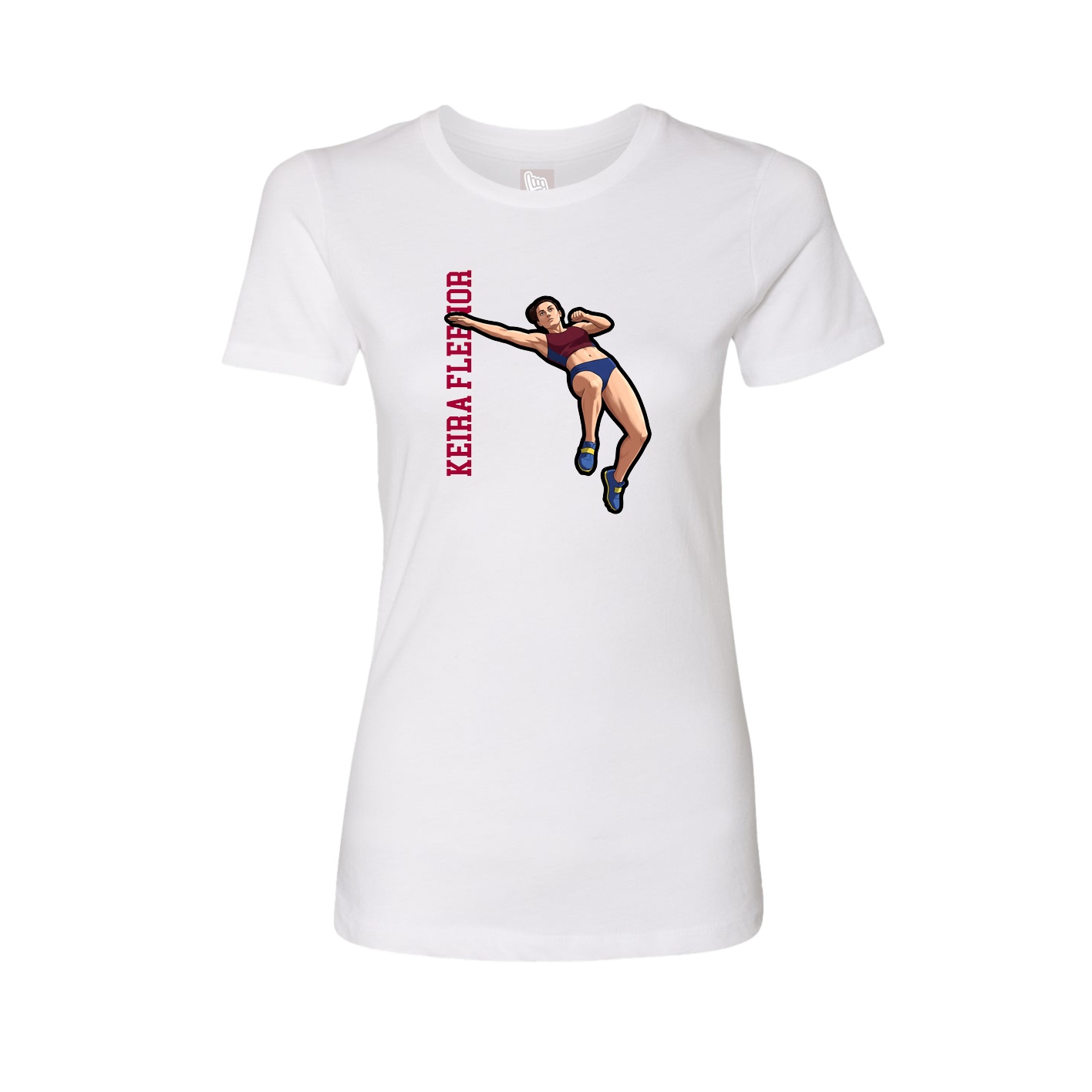 Fitted Women's Tee — Name Vertical in White