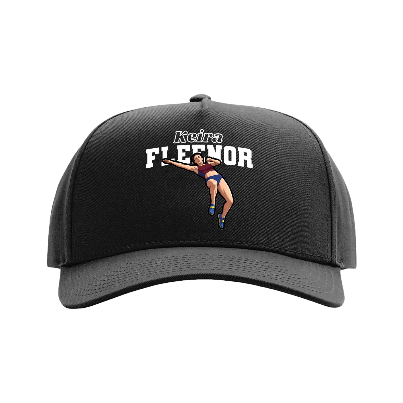 Full Fabric Five-Panel Champ Cap — Name Arch in Black