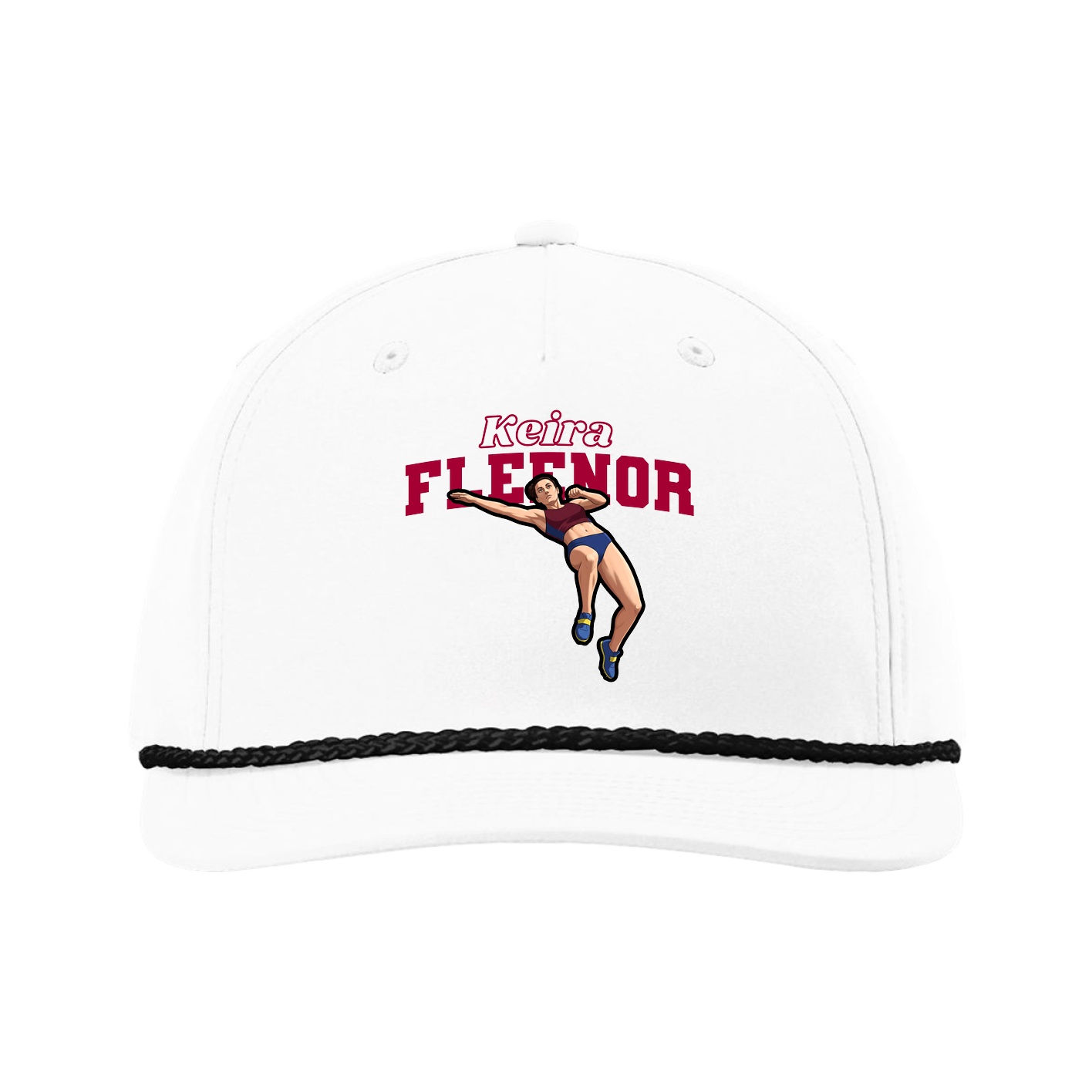 Five-Panel Classic Rope Cap — Name Arch in White