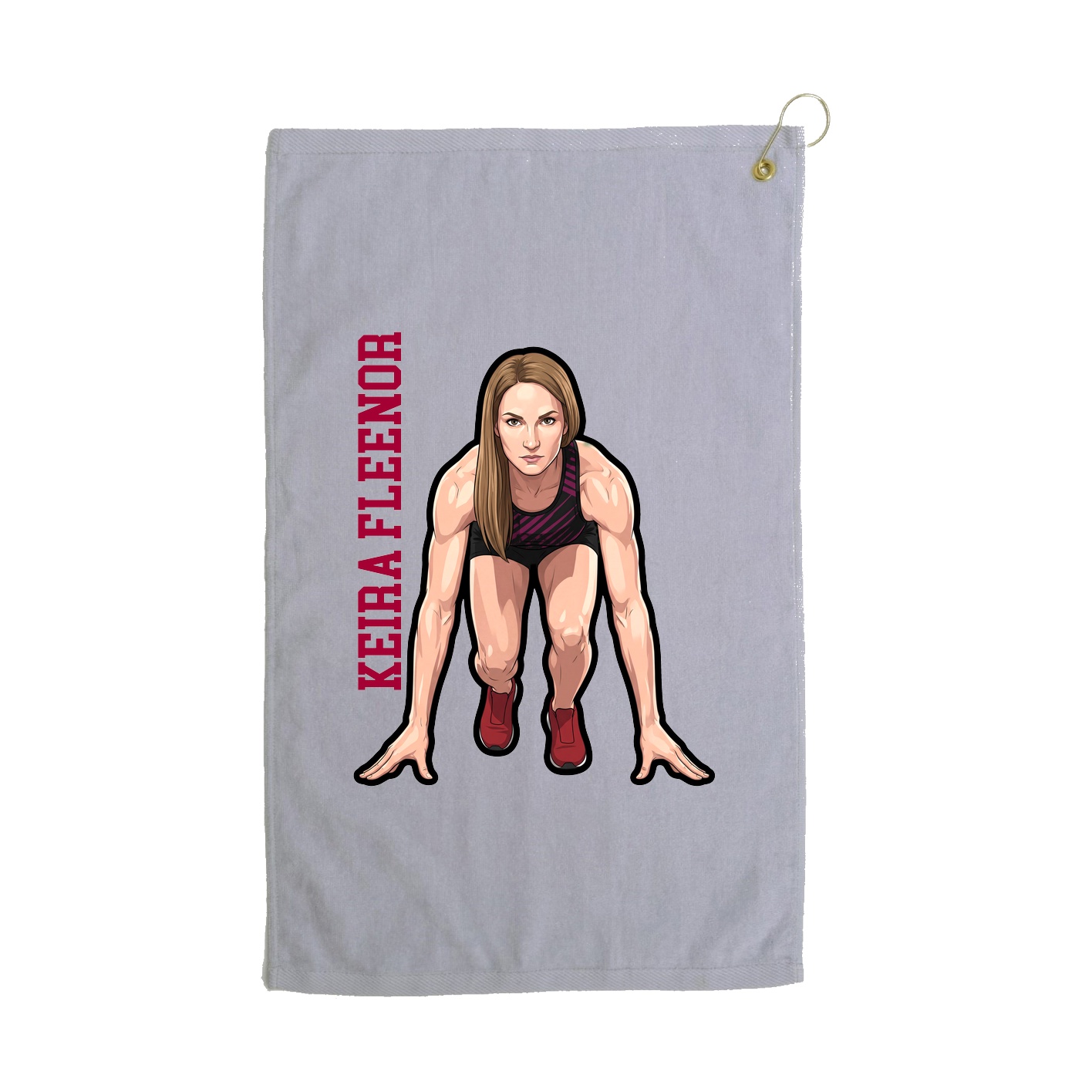 Golf Towel — Name Vertical in Grey