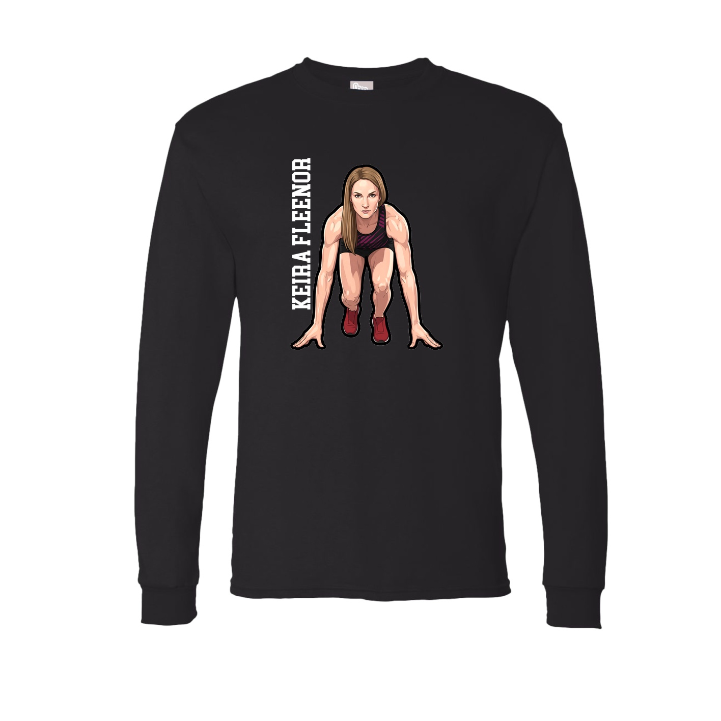 Long Sleeve Tee — Name Vertical in Black