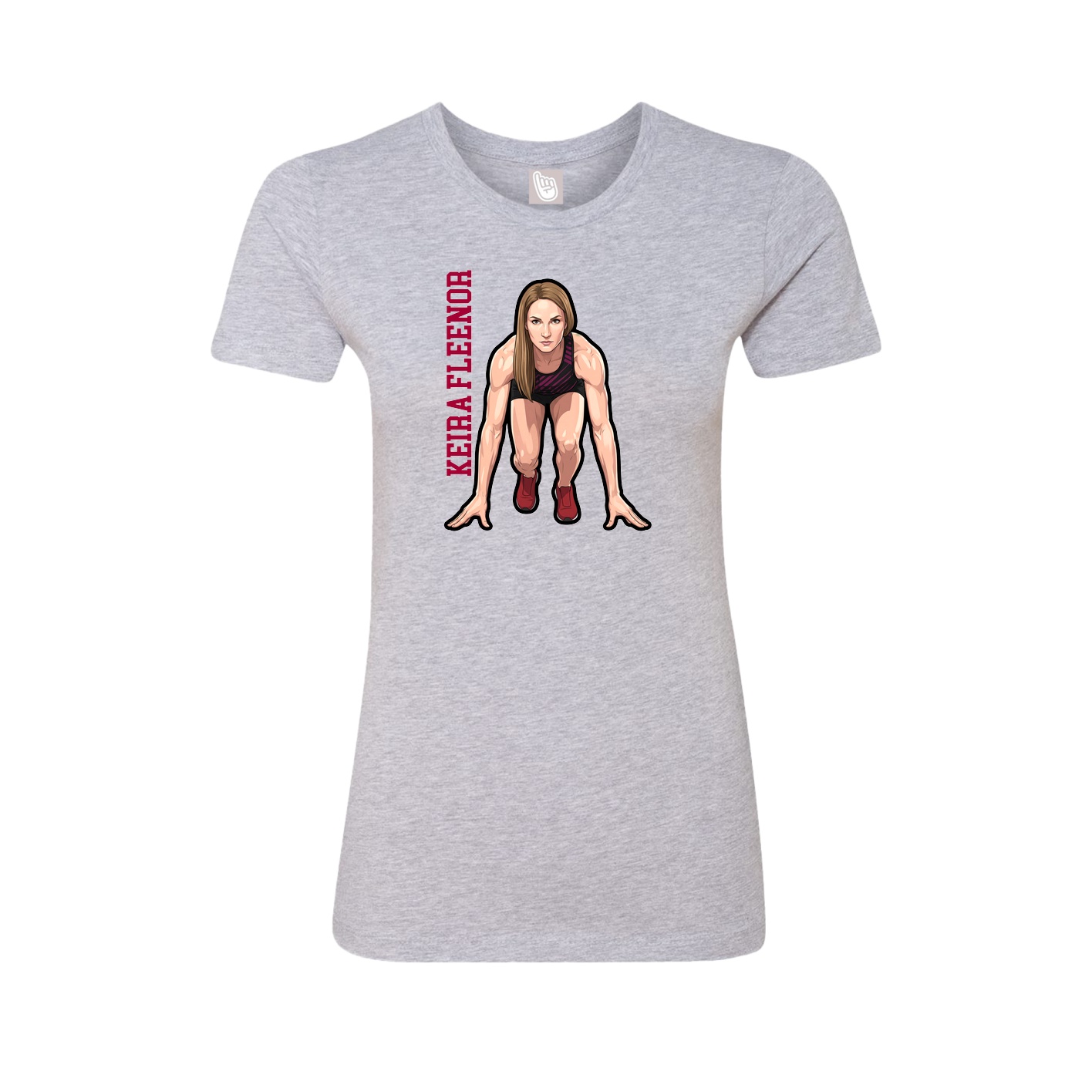 Fitted Women's Tee — Name Vertical in Grey