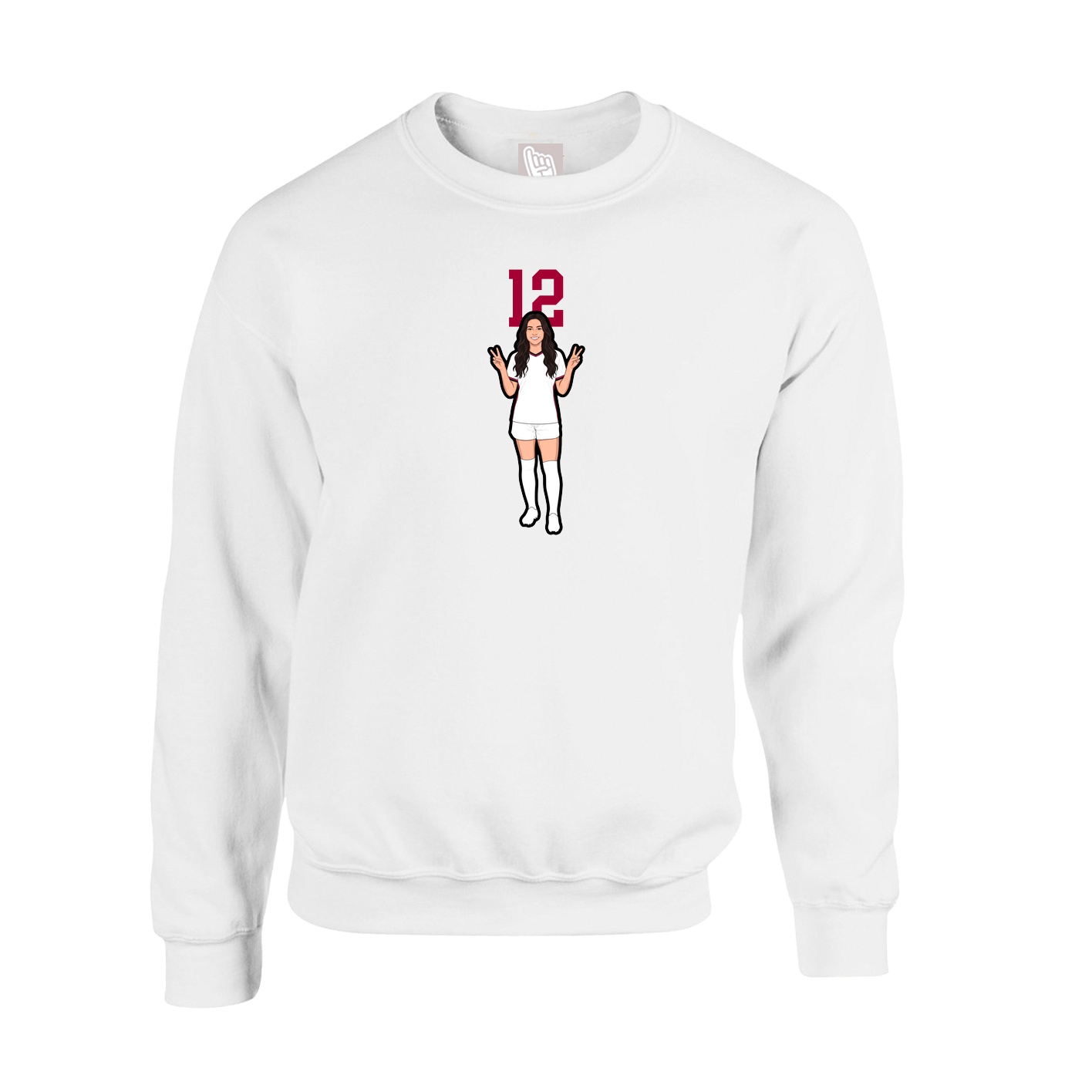 Fleece Crew — Number Top in White