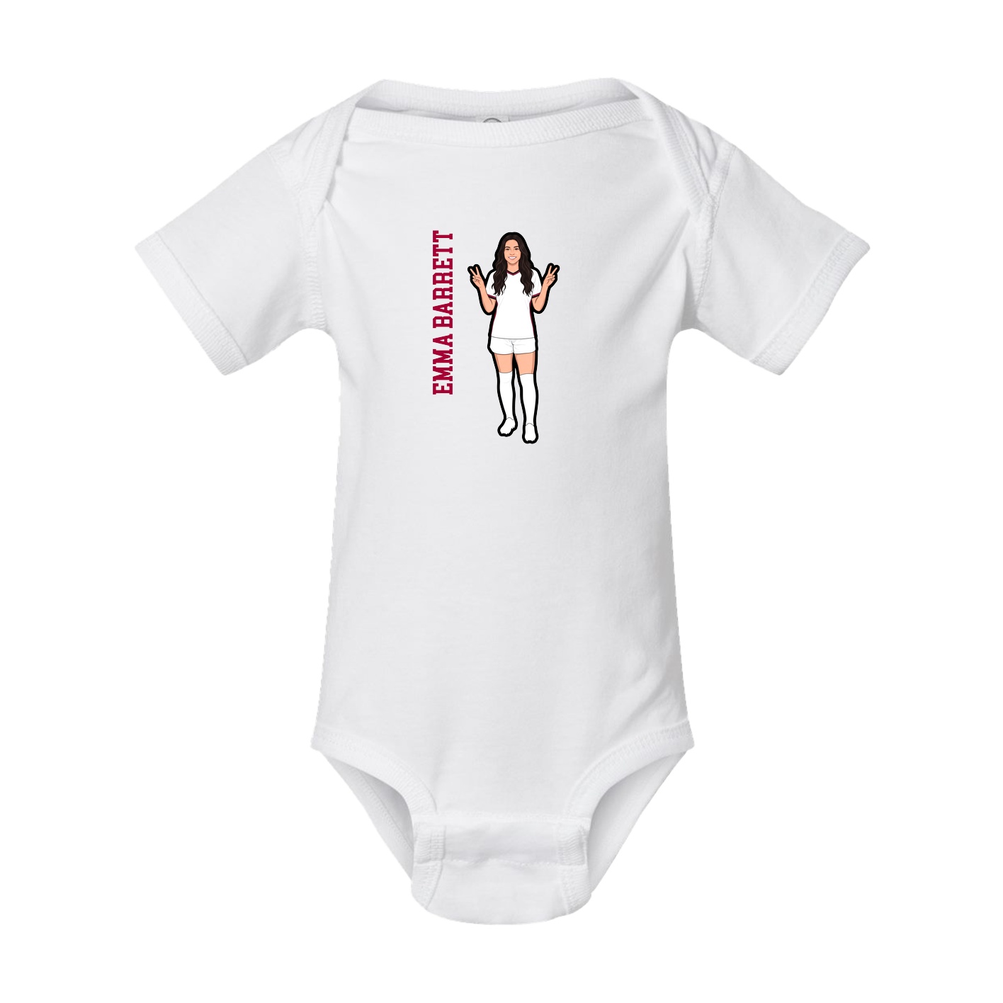 Baby Onesie — Name Vertical in White