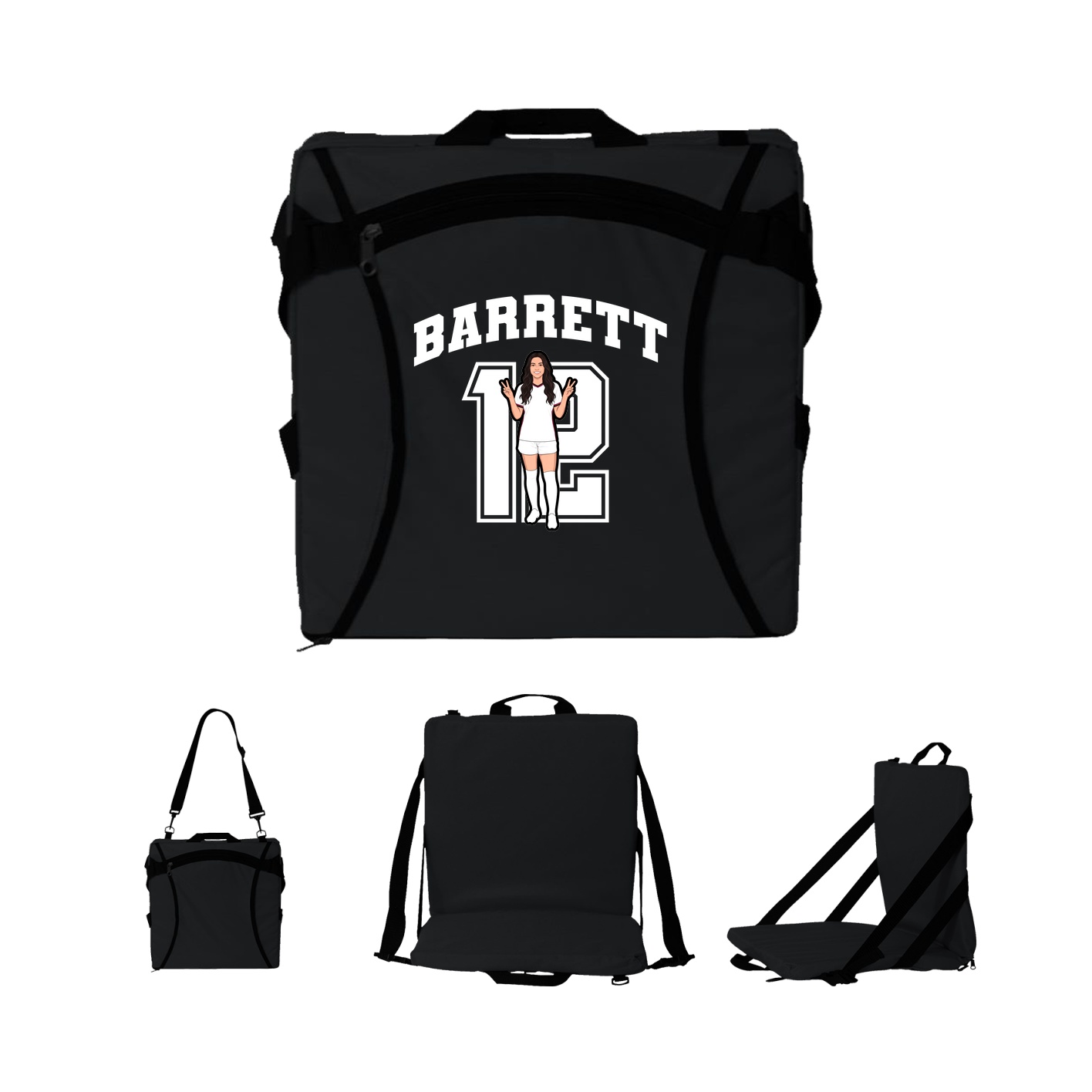 Folding Stadium Seat — Number in Black