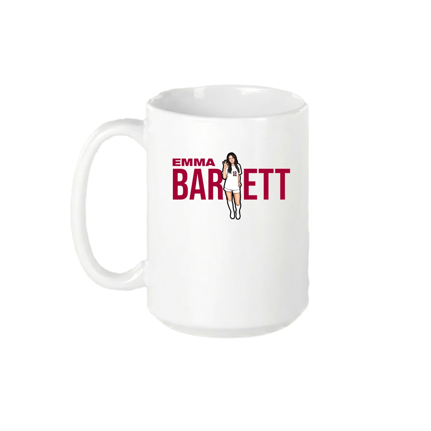 15oz Coffee Mug — Player Name in White
