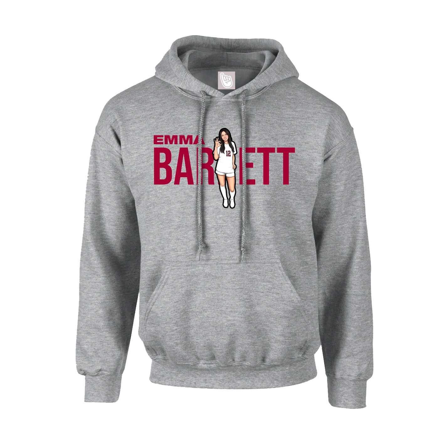 Youth Hoodie — Player Name in Grey