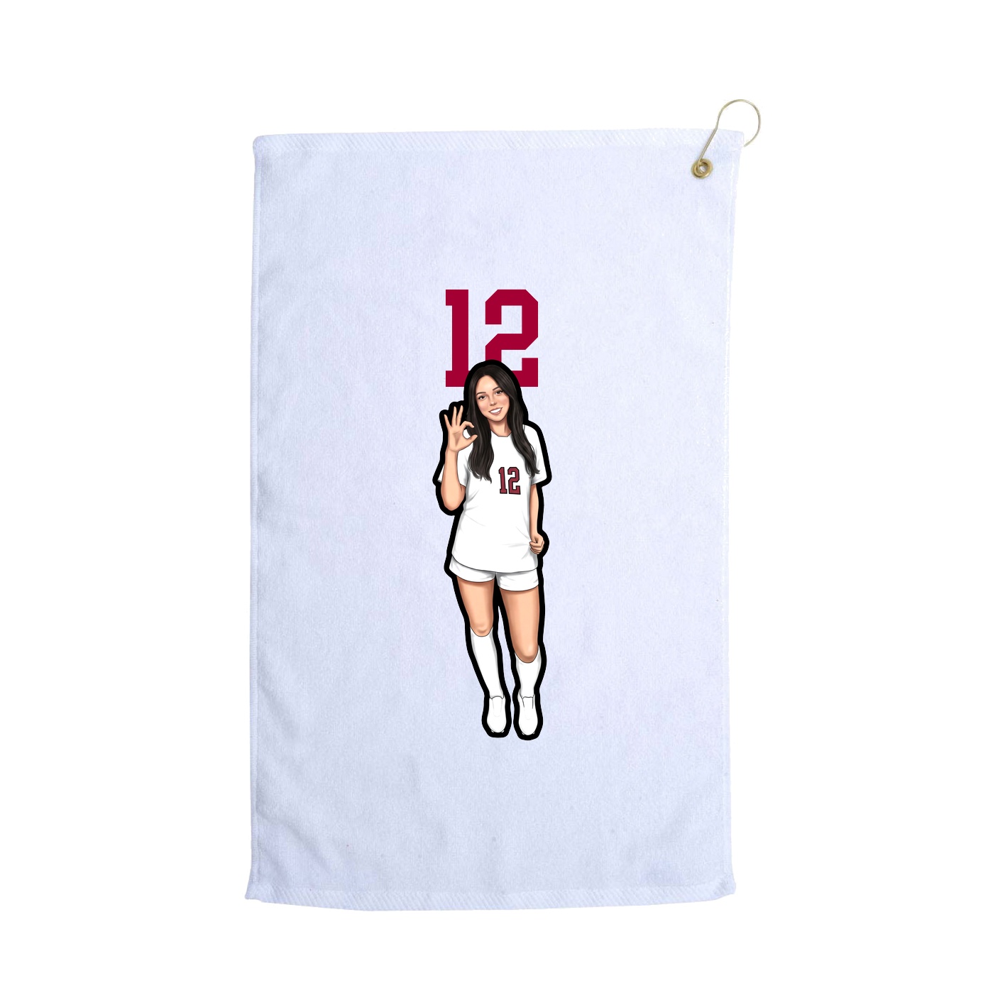 Golf Towel — Number Top in White
