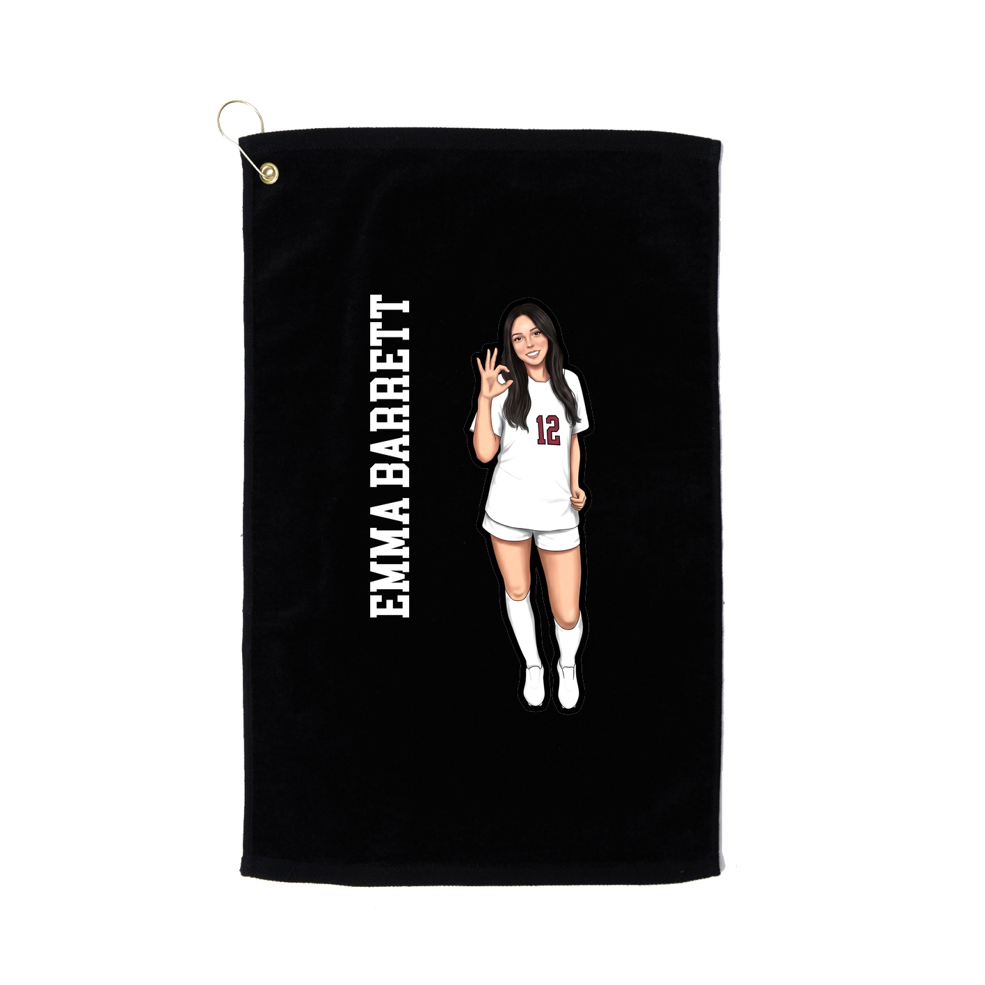 Golf Towel — Name Vertical in Black