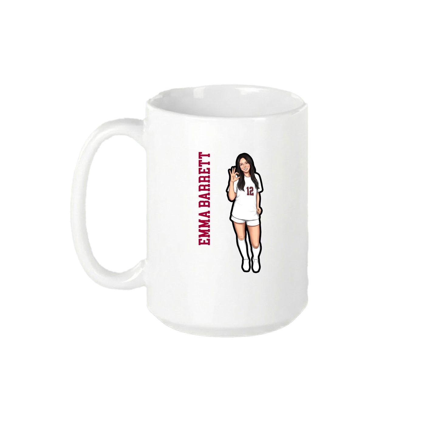 15oz Coffee Mug — Name Vertical in White