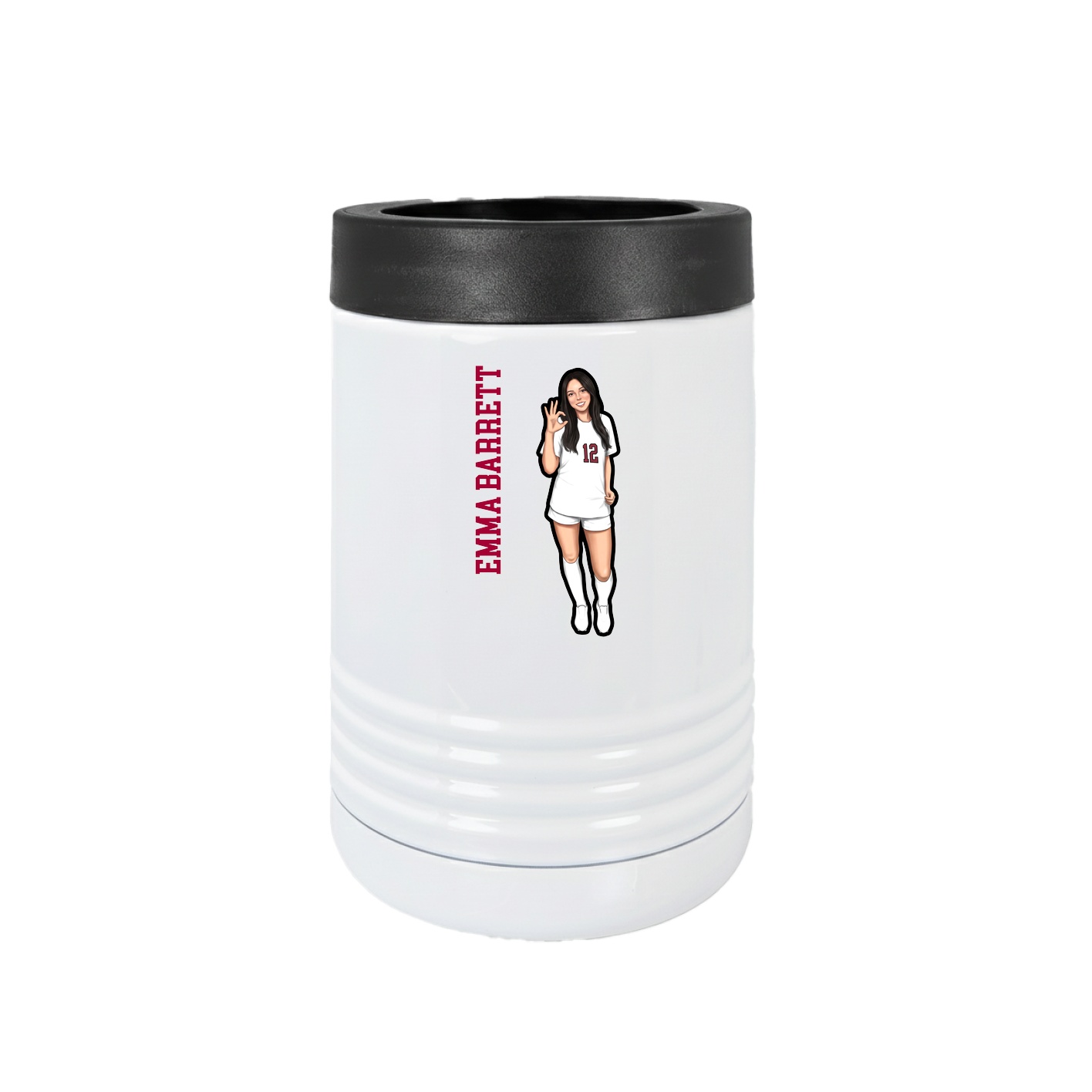 Beverage Holder — Name Vertical in White