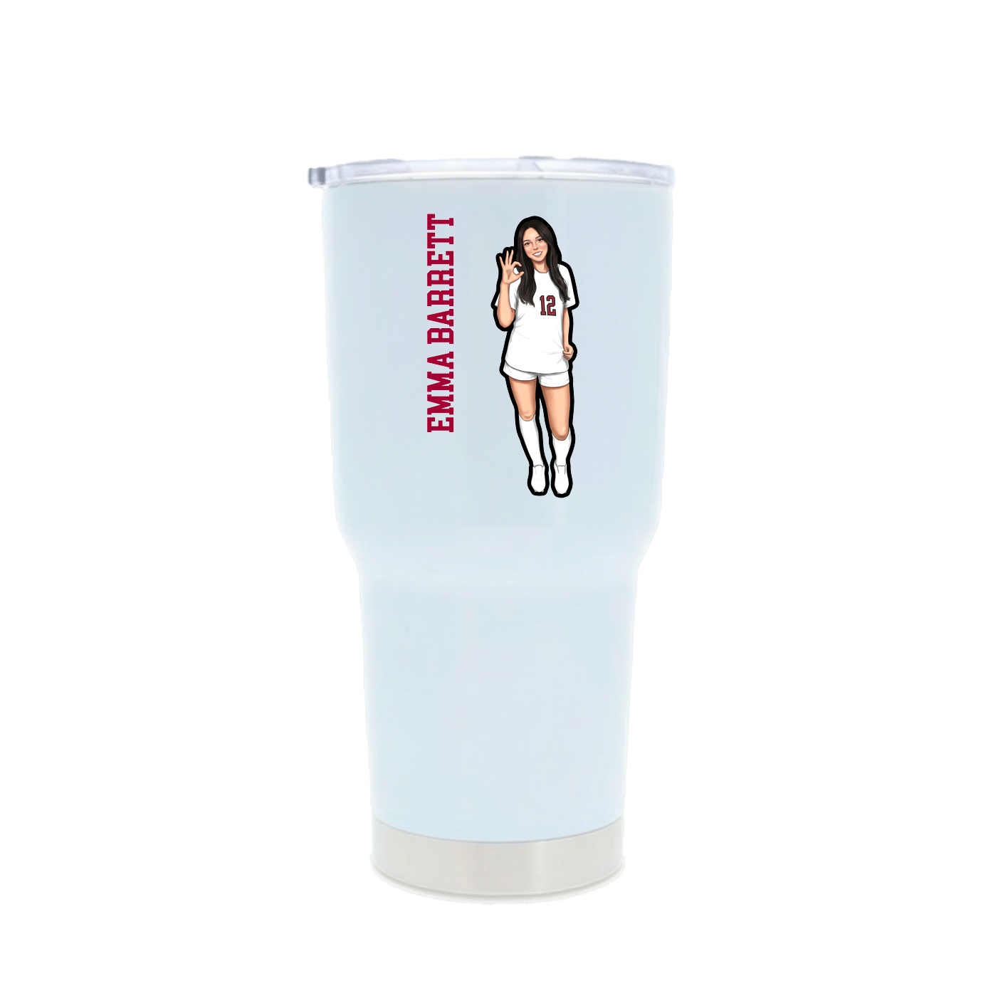 30oz Stainless Steel Tumbler — Name Vertical in White