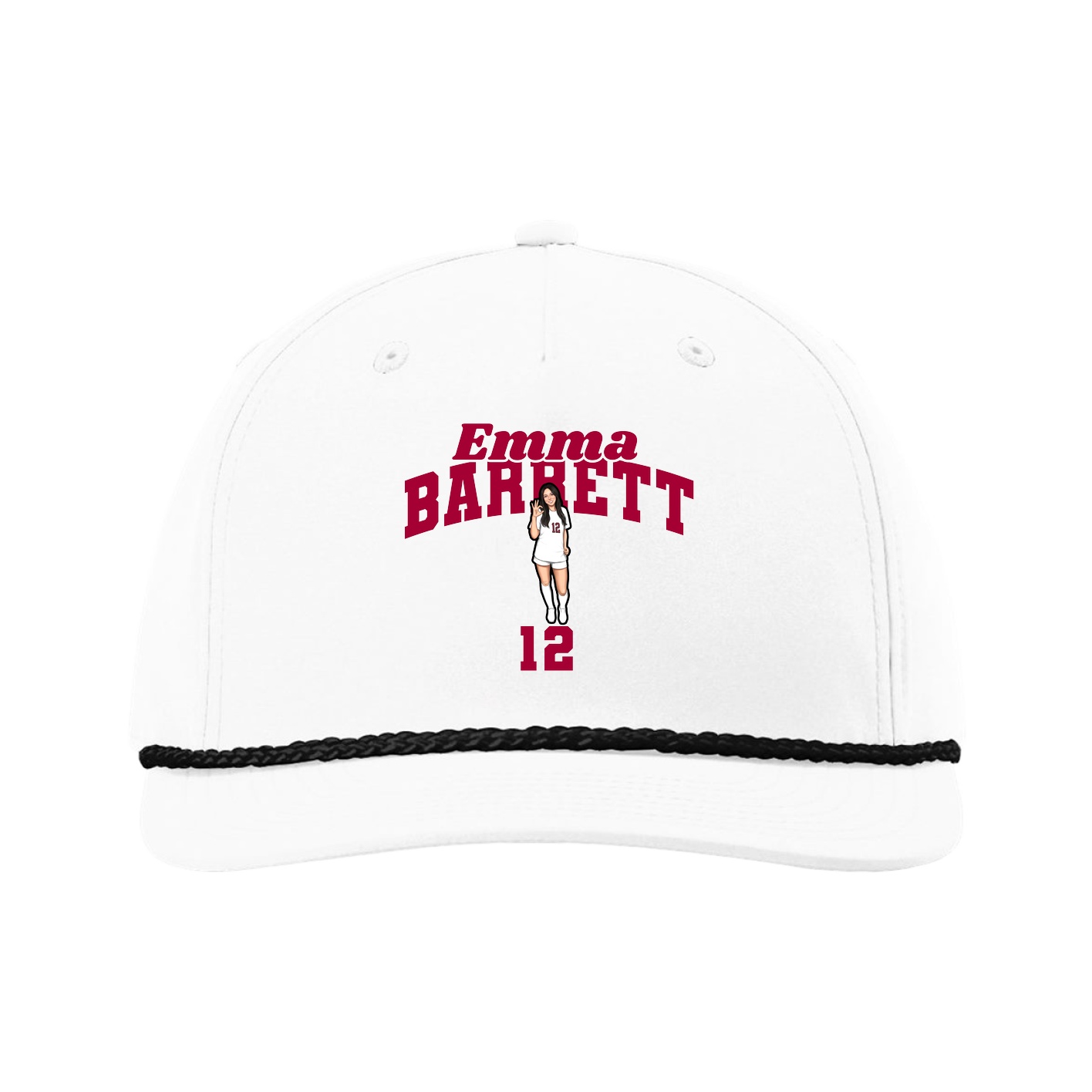 Five-Panel Classic Rope Cap — Signature Arch in White
