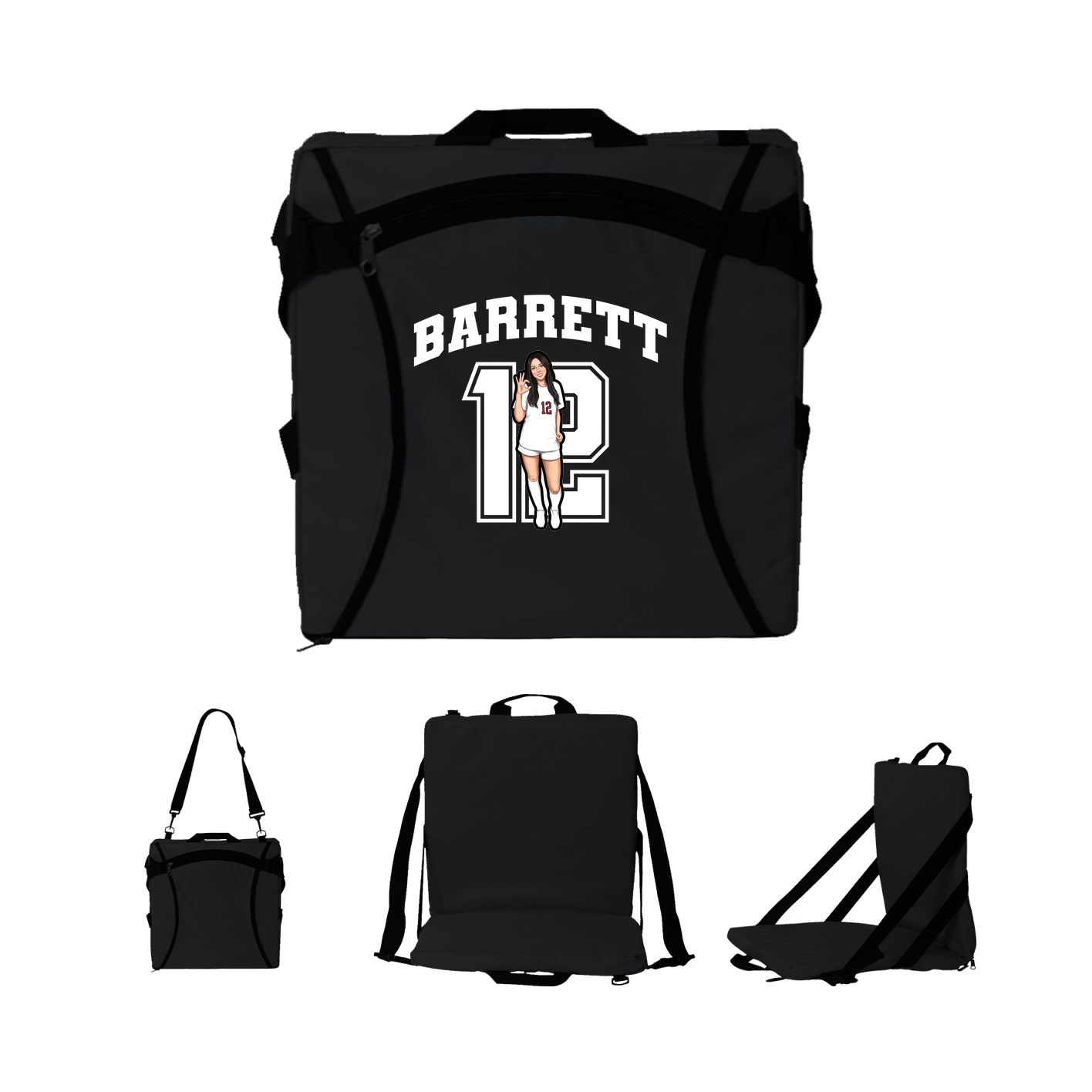 Folding Stadium Seat — Number in Black