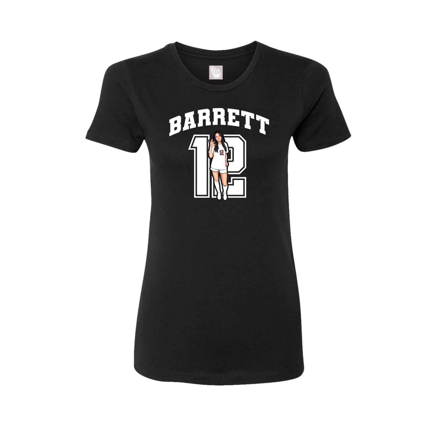 Fitted Women's Tee — Number in Black