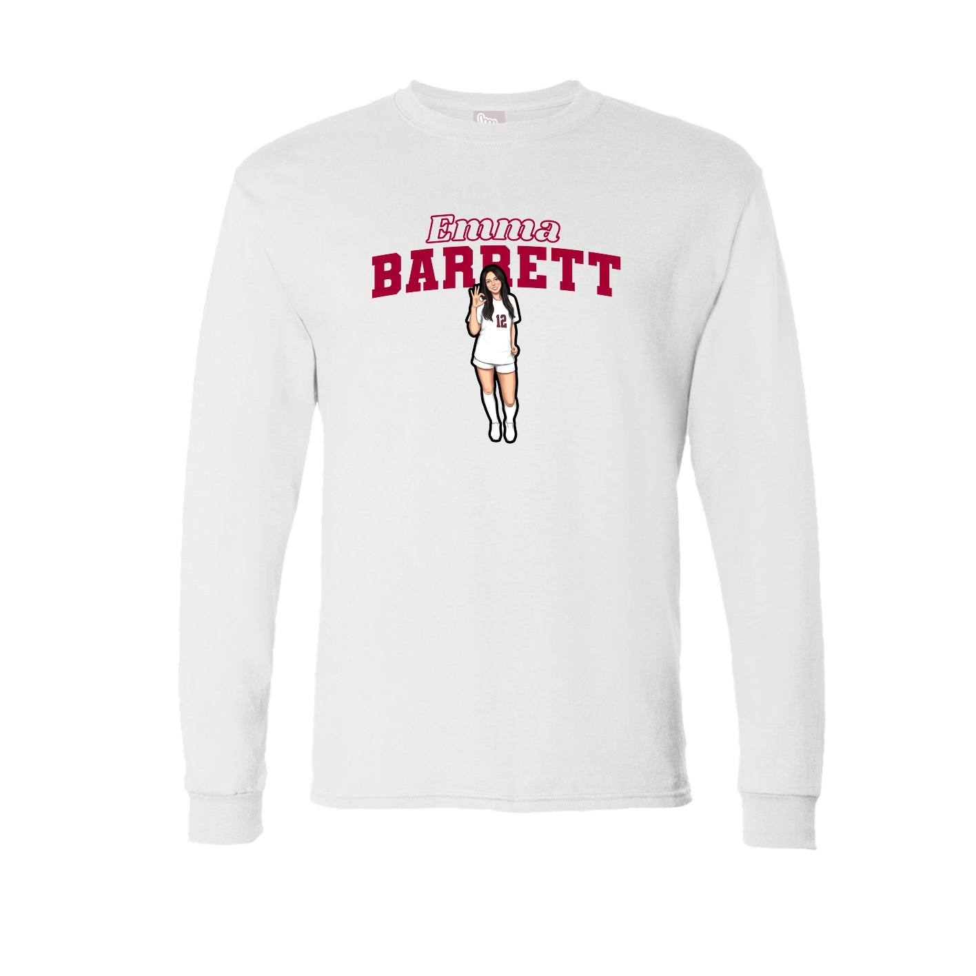 Long Sleeve Tee — Name Arch in White