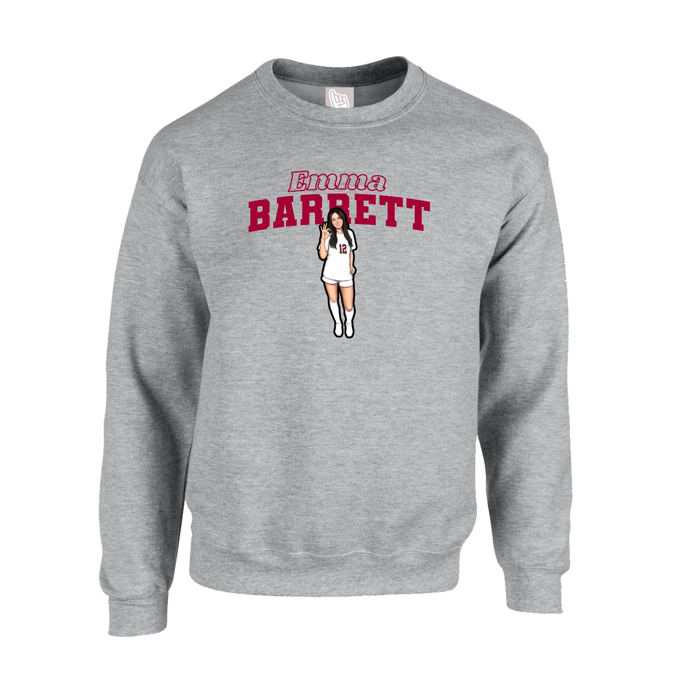 Fleece Crew — Name Arch in Grey