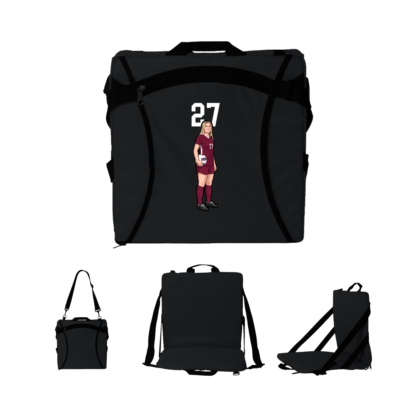 Folding Stadium Seat — Number Top in Black