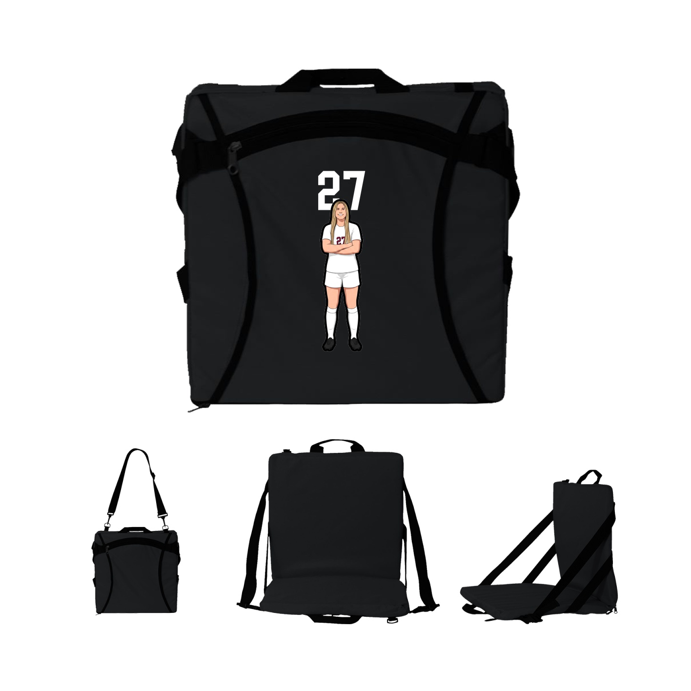 Folding Stadium Seat — Number Top in Black