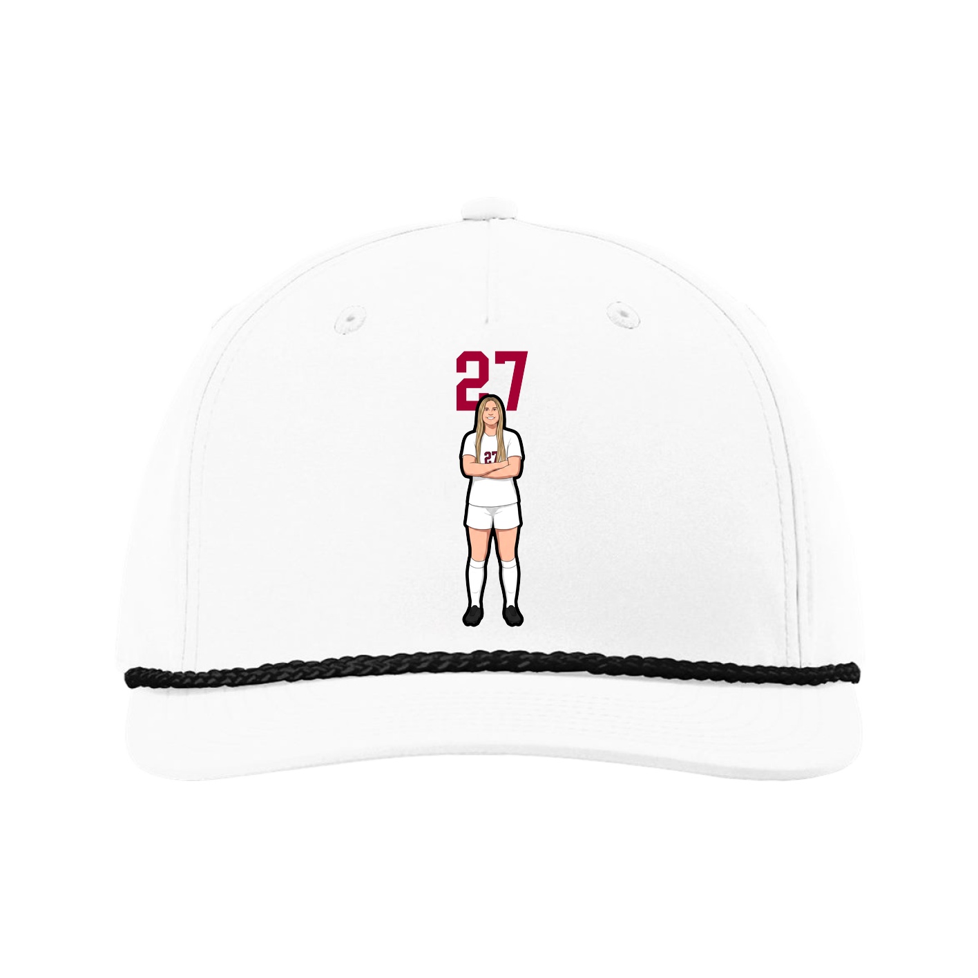 Five-Panel Classic Rope Cap — Number Top in White
