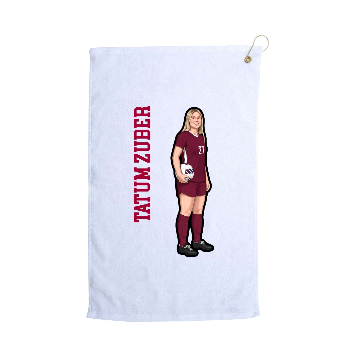 Golf Towel — Name Vertical in White