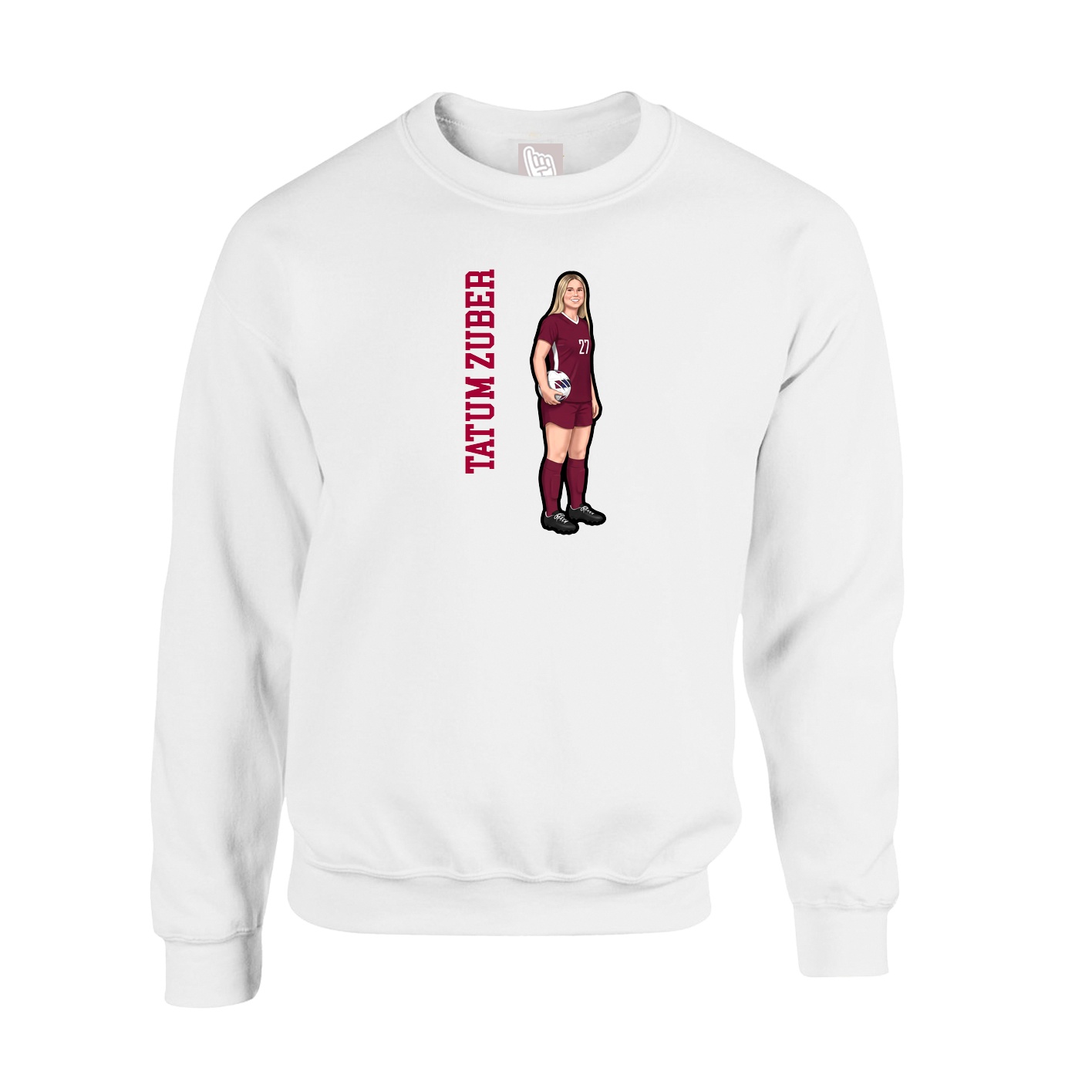 Fleece Crew — Name Vertical in White