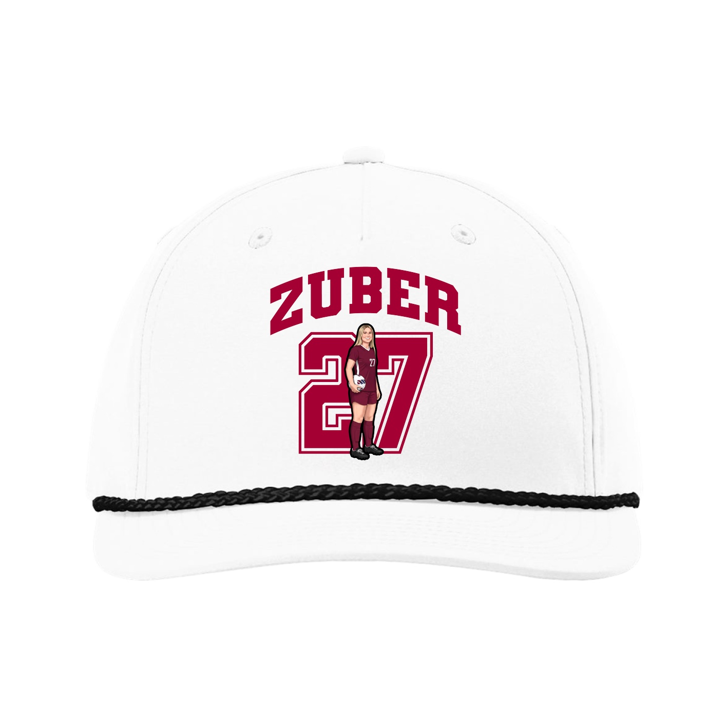 Five-Panel Classic Rope Cap — Number in White